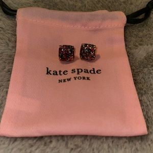 Kate Spade small square glitter stud earrings